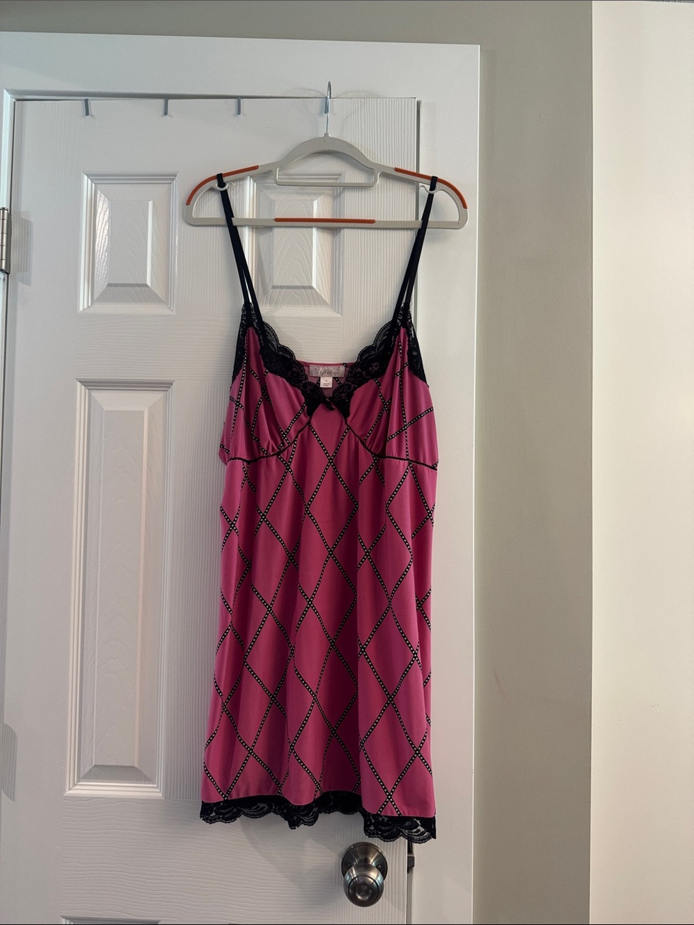 Harlow Hot Pink Chemise with Black Lace Accents